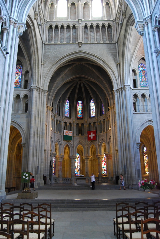 30 - The nave and choir area of the 13th-century Lausanne Cathedral in Switzerland